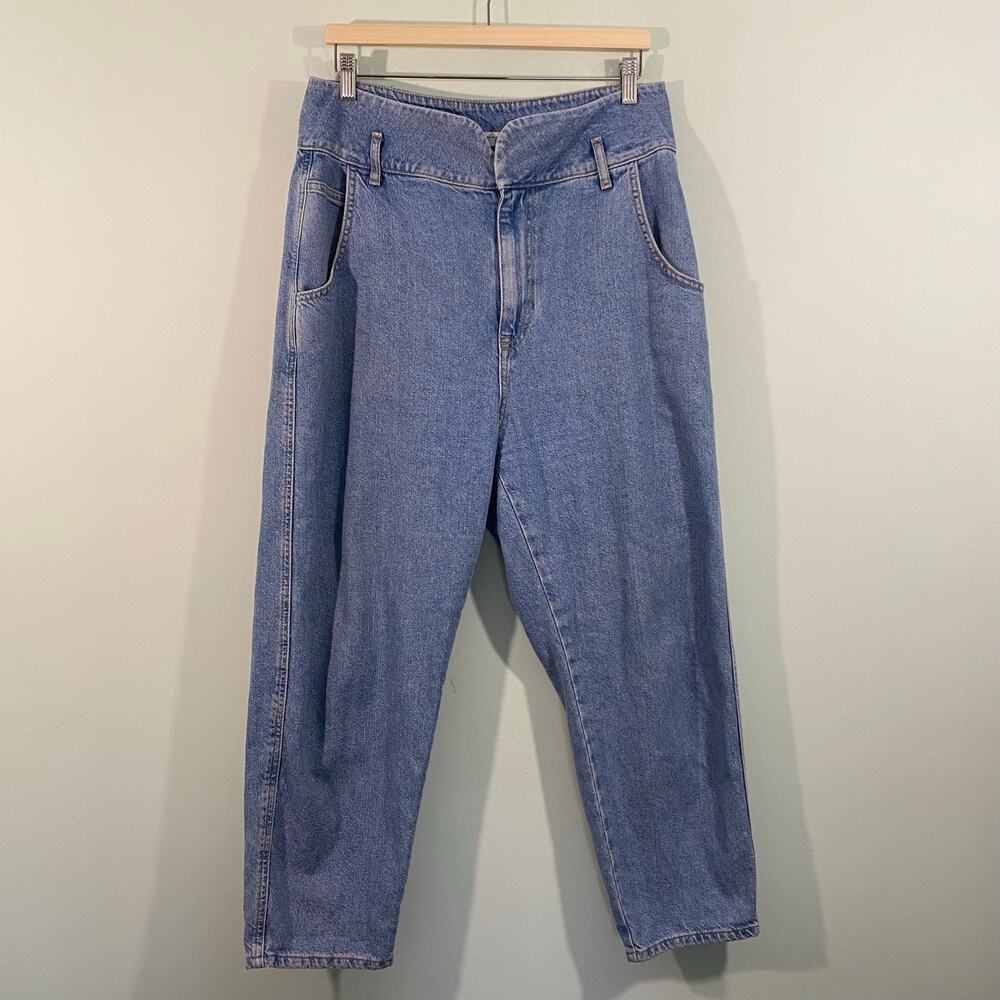Zara Women Blue High Rise Barrel Leg Ankle Length Jeans Size 12